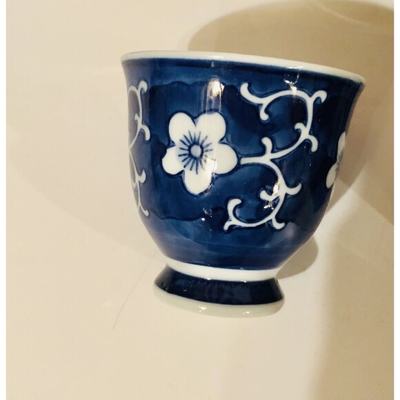 Portable Tea Set Ceramic 4 Tea Cups & Teapot Set with tray Floral Blue/White - Picture 5 of 8